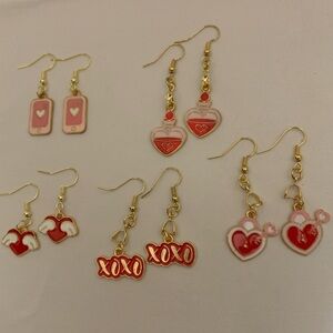 5 Pair Valentine Earrings Set
